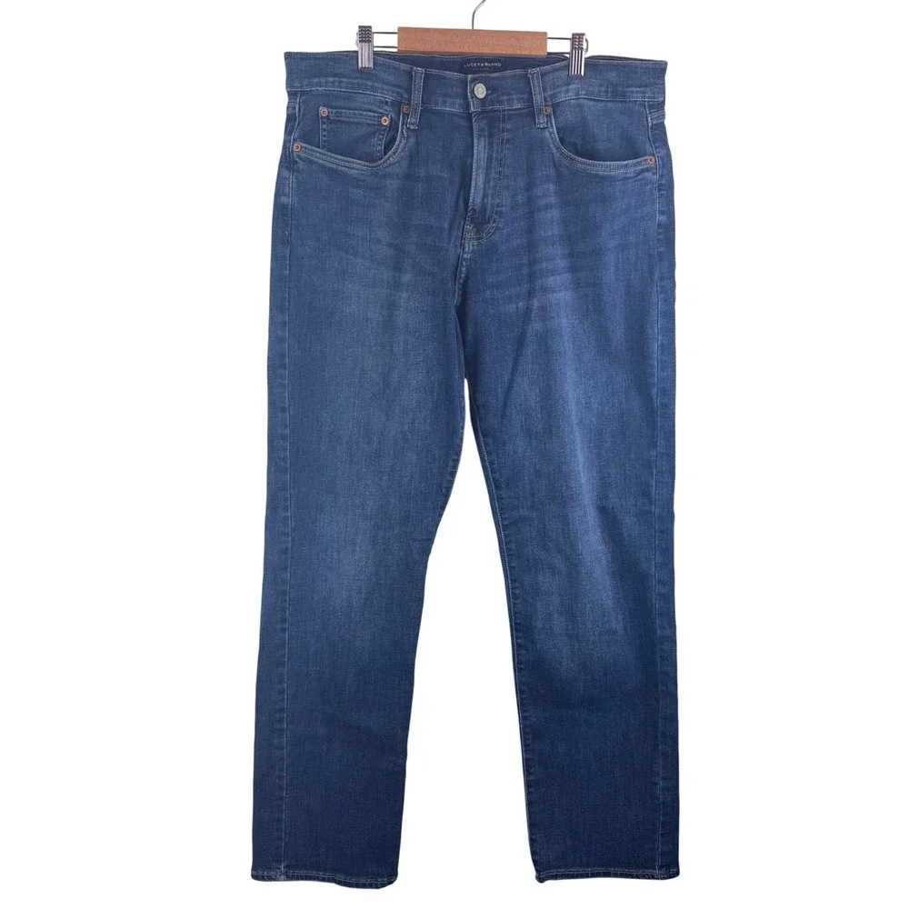 Lucky Brand 221 Straight Jeans Mens 36x32 Blue Medium Wash Stretch 7MCC001